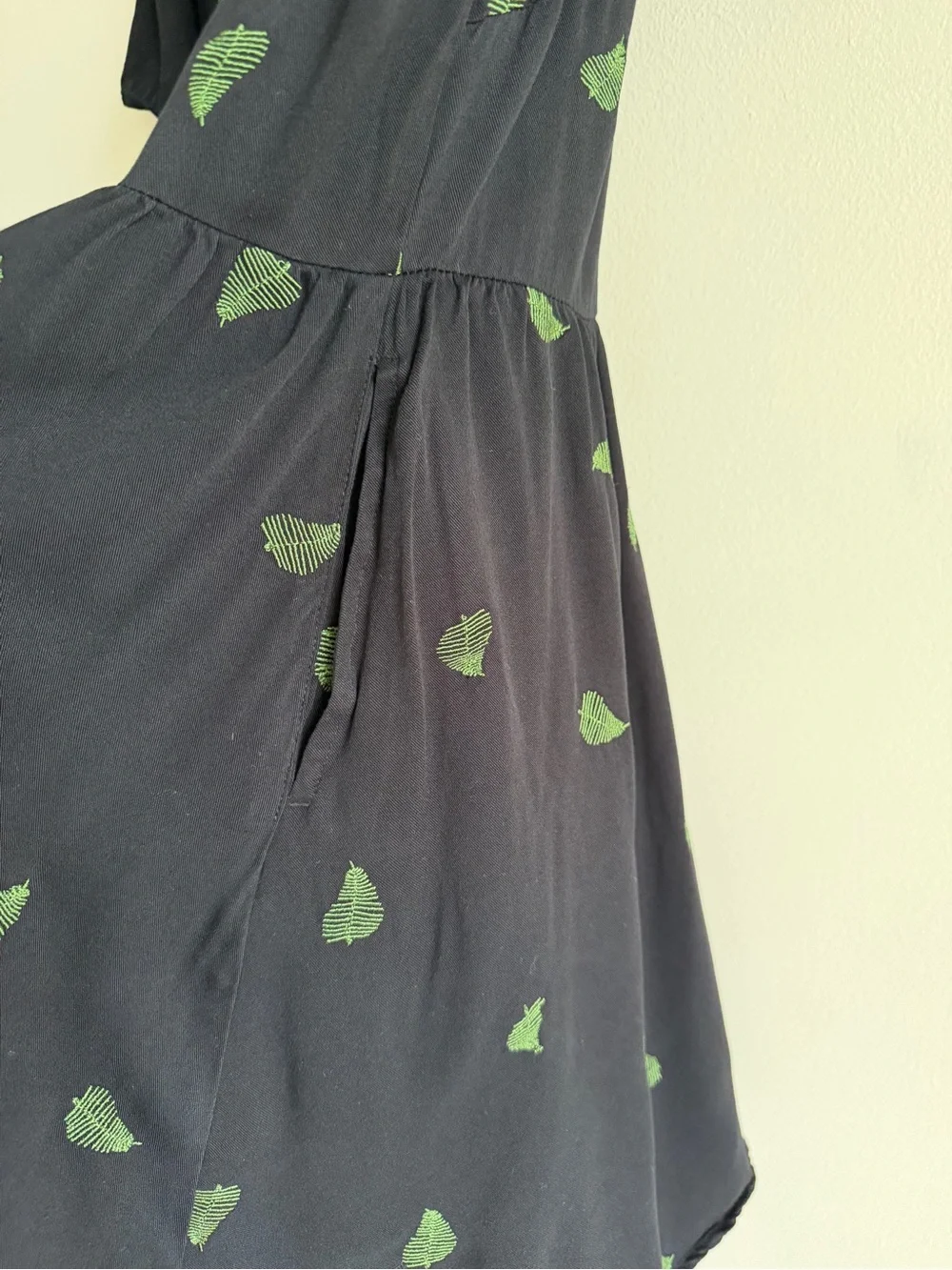Disturbia Osmunda Fern Embroidered Mini Skater Dress US 10 Black Green Goth - Picture 10 of 15